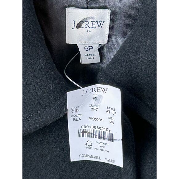 NWT $298 J Crew Factory Petite Lady Day Coat in Black Size 6 Petite - Picture 4 of 5